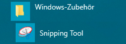 Snipping Tool im Windows Startmenü